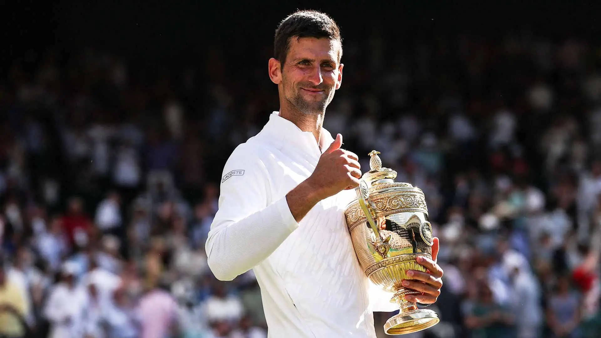 Djokovic Trophy Shot Wimbledon 2022 Final.webp